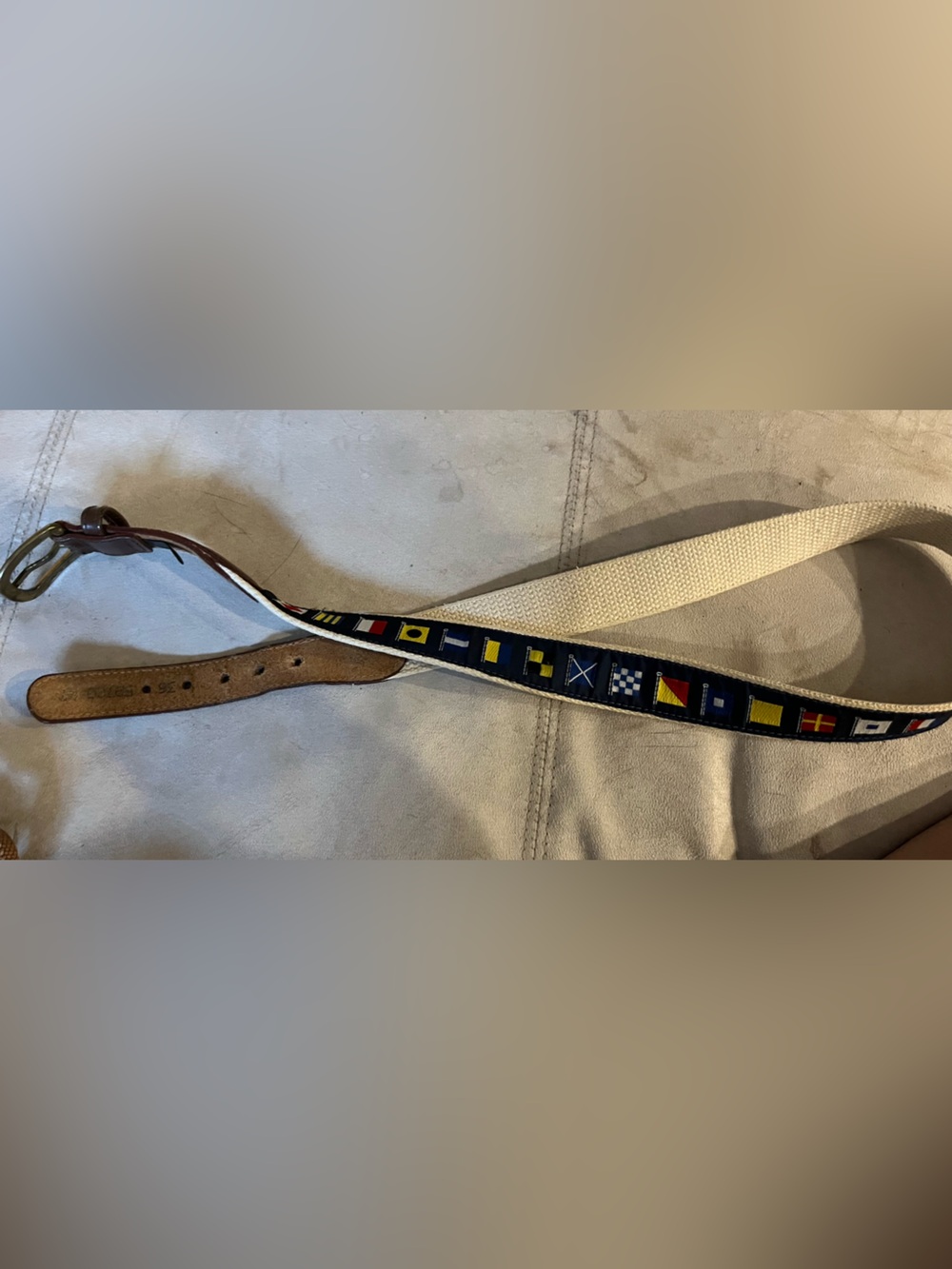 Canterbury Vintage Nautical Signal Flag Leather Canvas Belt 36